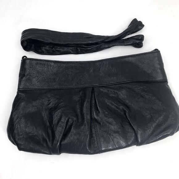 Paolo Masi 100% Black Leather Convertible Shoulder Bag / Clutch - Picture 8 of 16